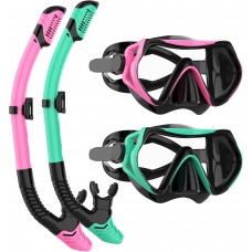 Snorkeling Gear for Adults, JRing Snorkel Mask Set with 180 Degree Tempered Glass Anti Fog Goggles Scuba Dry Top Snorkel for Swimming, Scuba Diving Mask for Men Women( Pink+Green) Snorkeling Gear for Adults, JRing Snorkel Mask Set with 180 Degree Tempered Glass Anti Fog Goggles Scuba Dry Top Snorkel for Swimming, Scuba Diving Mask for Men Women( Pink+Green)