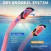 Snorkeling Gear for Adults, JRing Snorkel Mask Set with 180 Degree Tempered Glass Anti Fog Goggles Scuba Dry Top Snorkel for Swimming, Scuba Diving Mask for Men Women( Pink)
