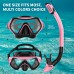Snorkeling Gear for Adults, JRing Snorkel Mask Set with 180 Degree Tempered Glass Anti Fog Goggles Scuba Dry Top Snorkel for Swimming, Scuba Diving Mask for Men Women( Pink)